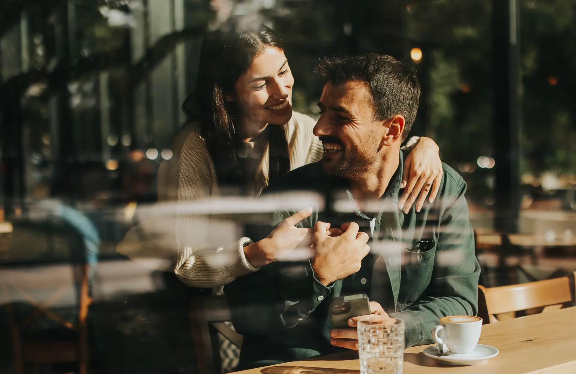 Lifestyle photograph of a couple enjoying a café together